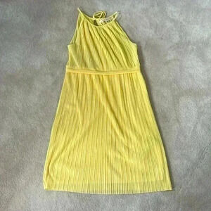 MAX  STUDIO yellow pleated summer mini dress